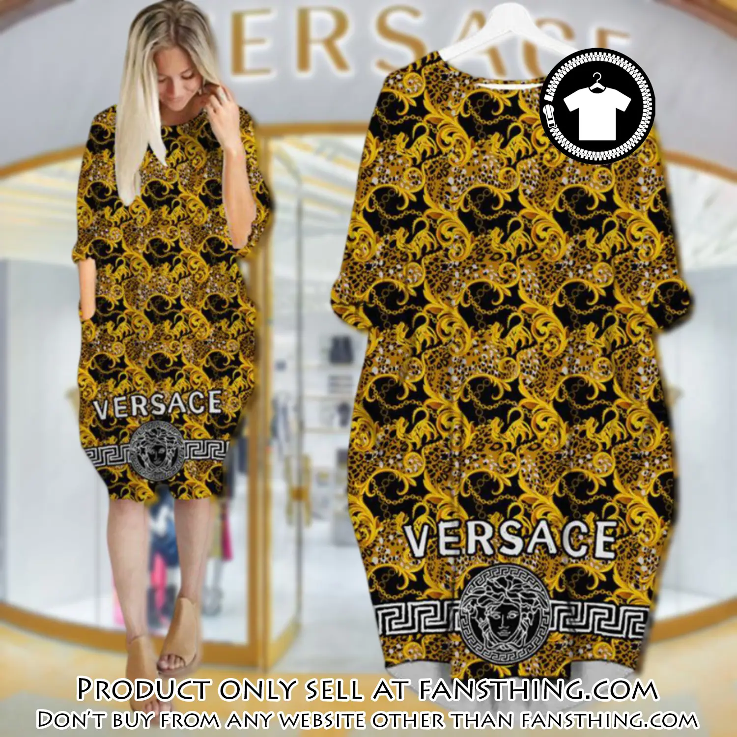 Gianni versace gold batwing pocket dress luxury brand for women pd061 fst5926194